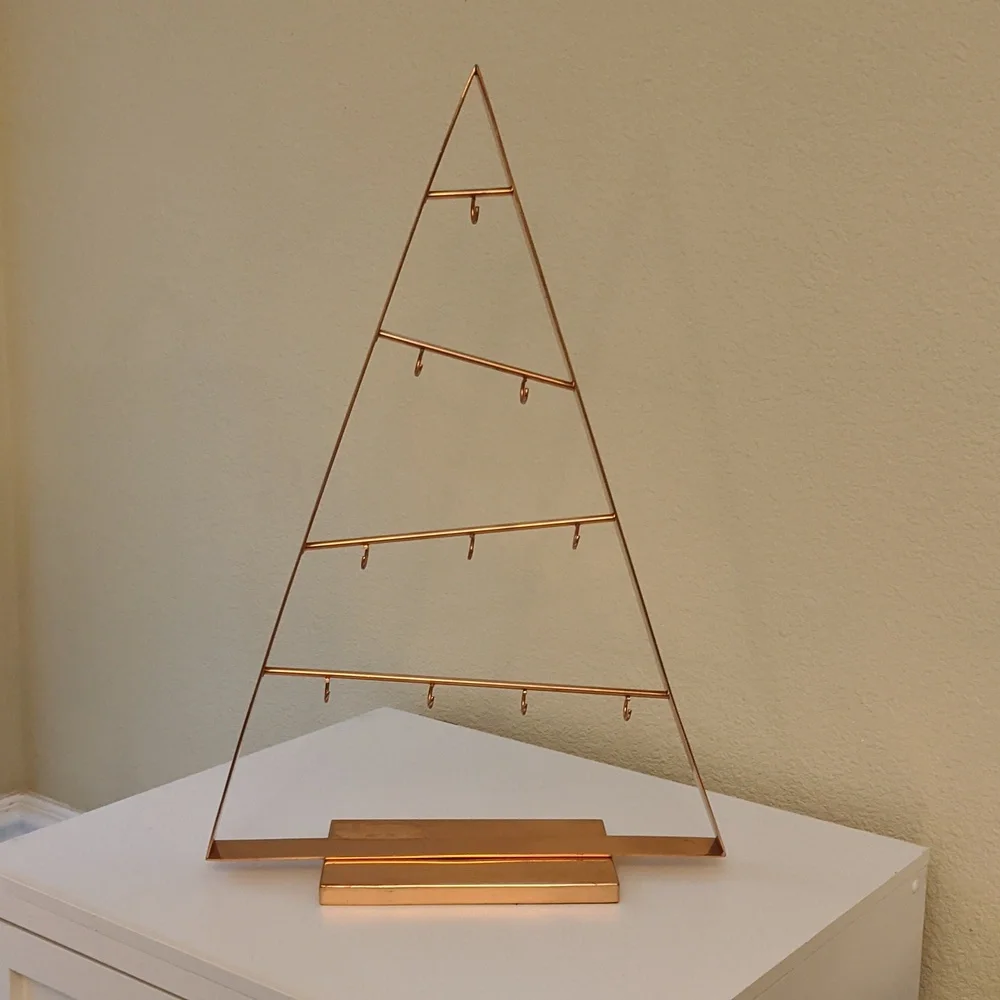 Crate & Barrel 16 Inch Copper Metal A-Frame Christmas Ornament Display Tree